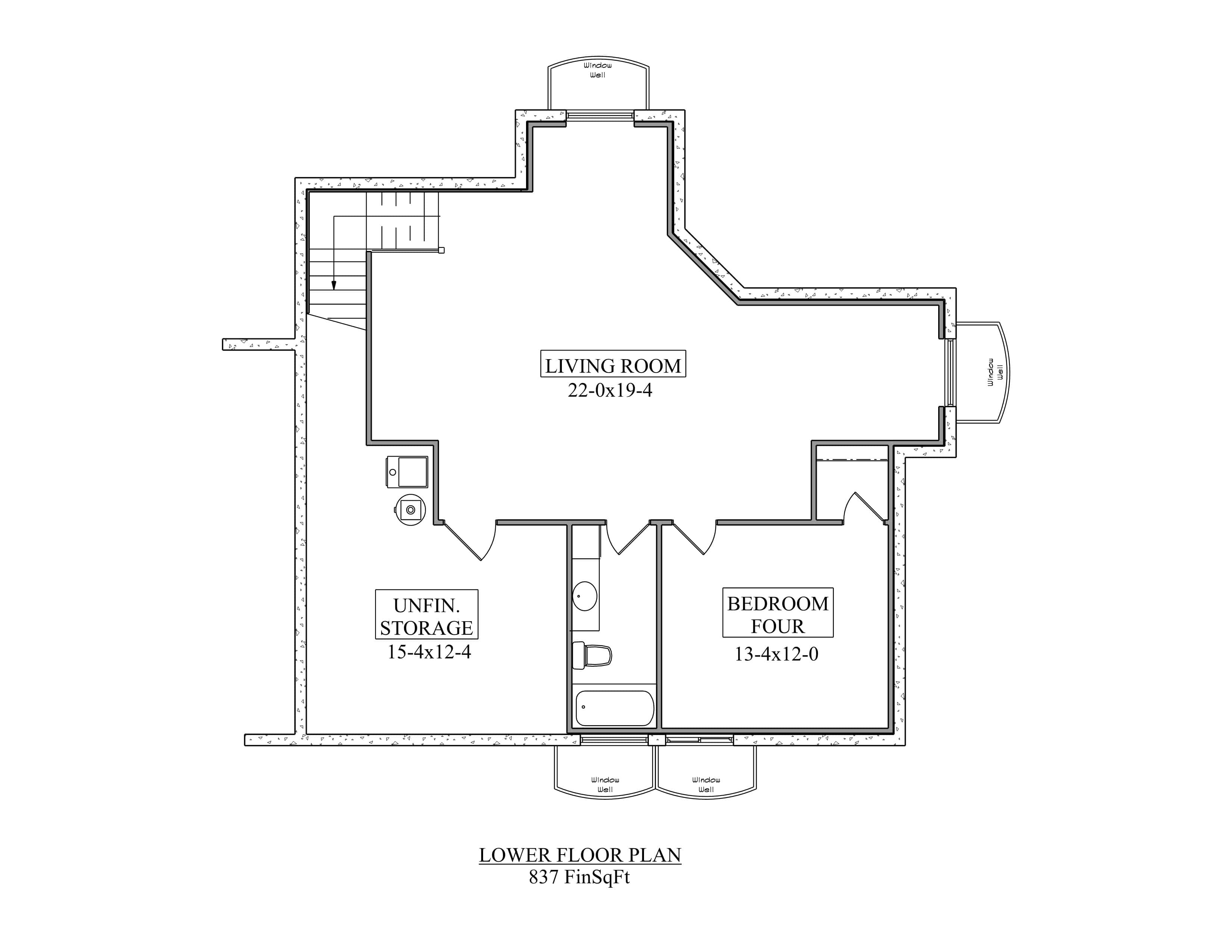 Basement of Craftsman Plan #161-1304
