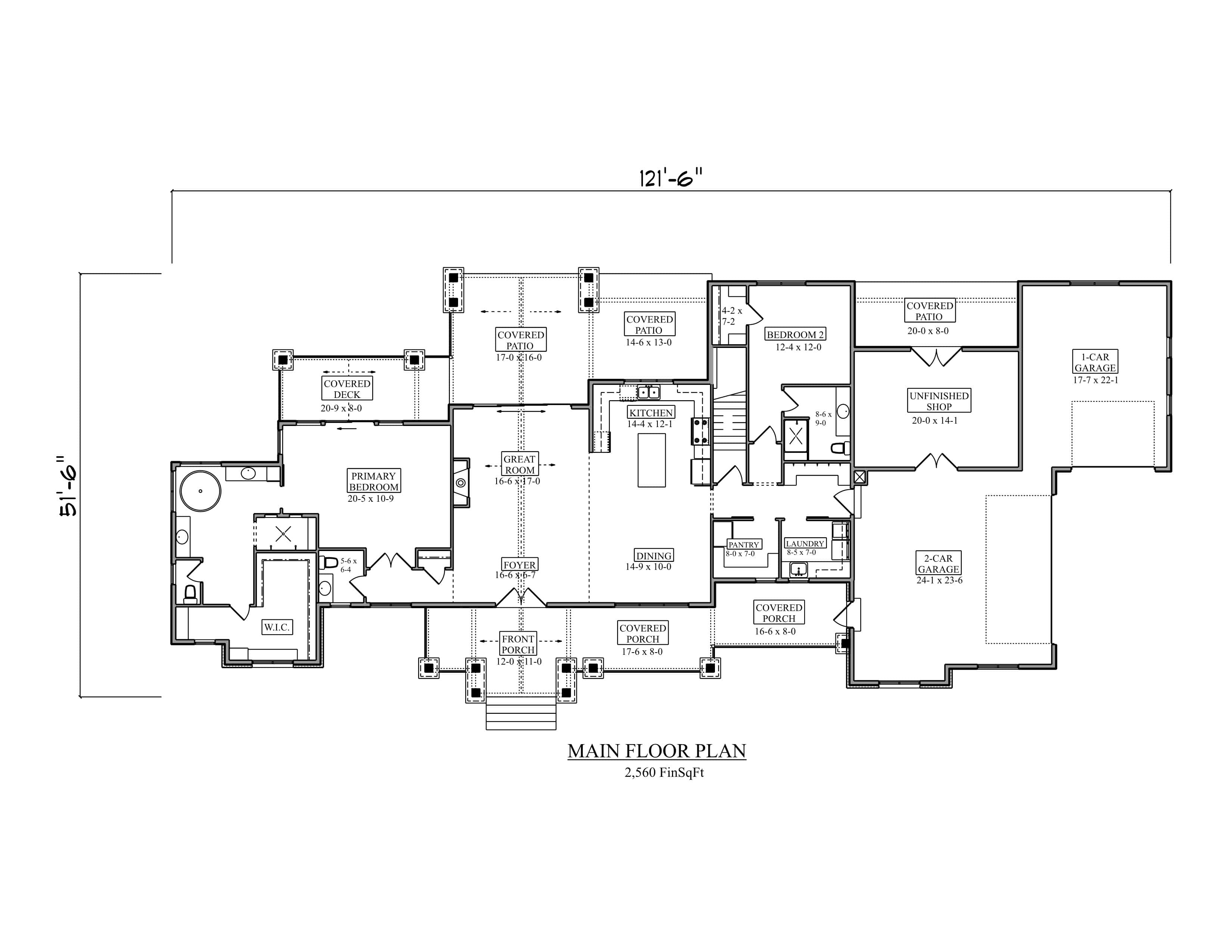 Main Level of Modern Farmhouse Plan #161-1305