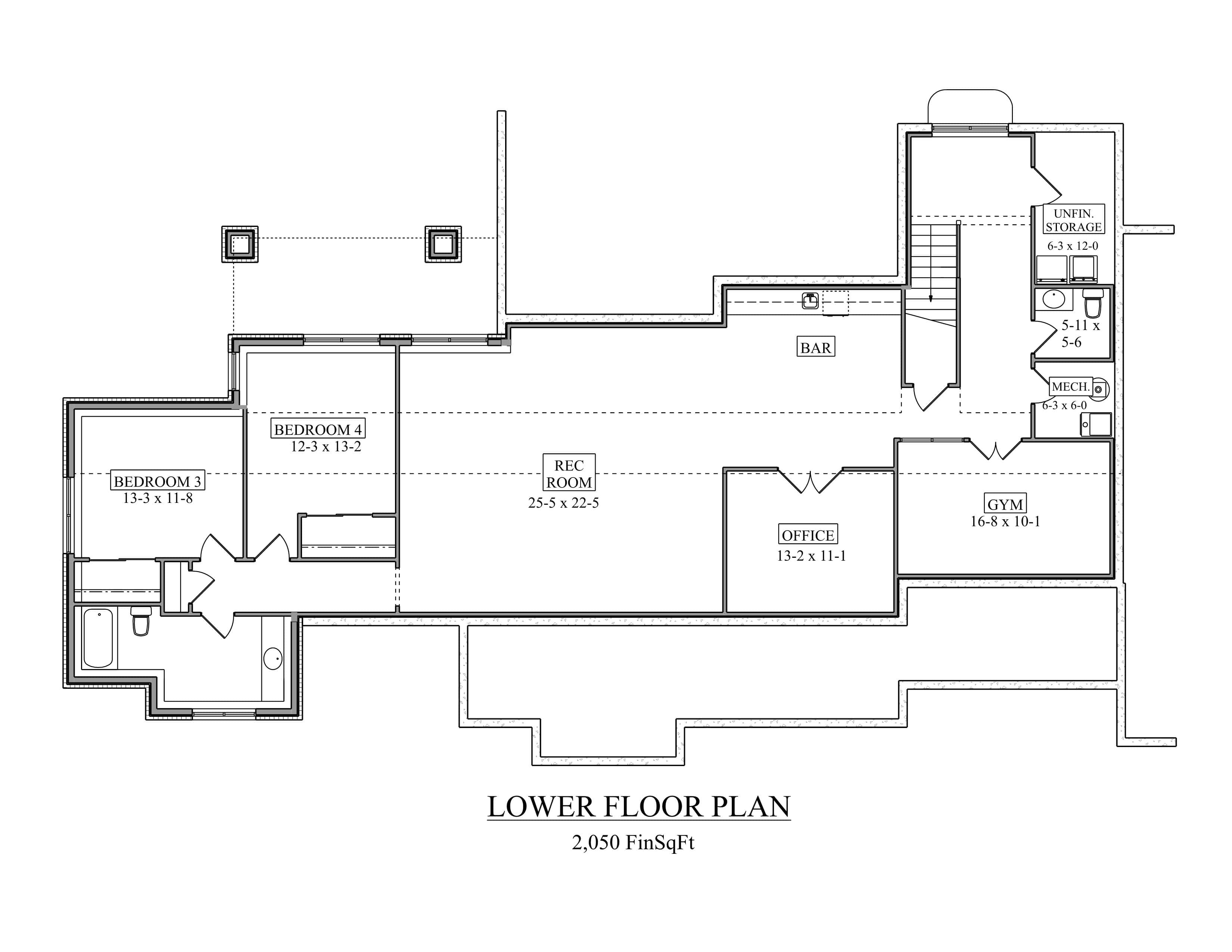 Basement of Modern Farmhouse Plan #161-1305