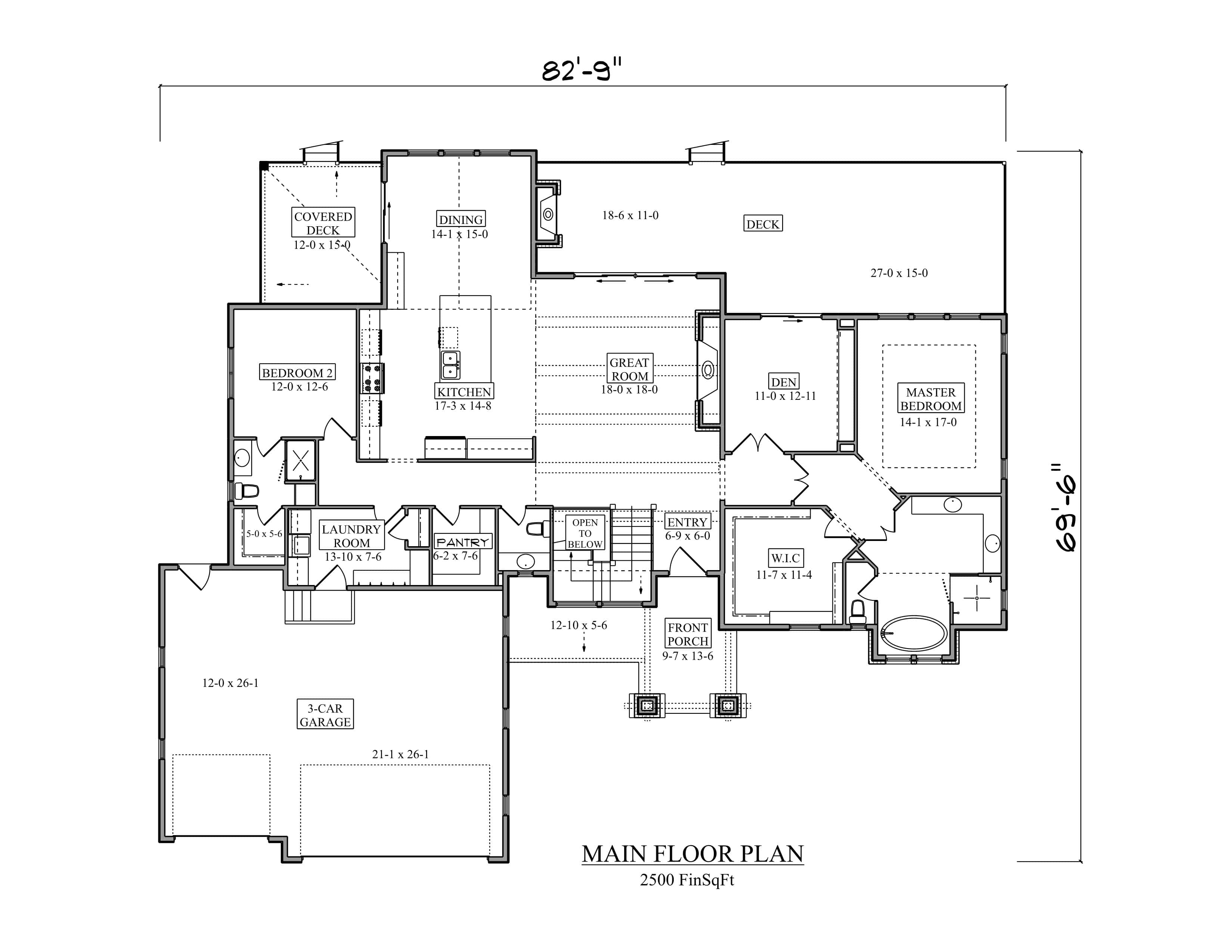 Main Level of Craftsman Plan #161-1306