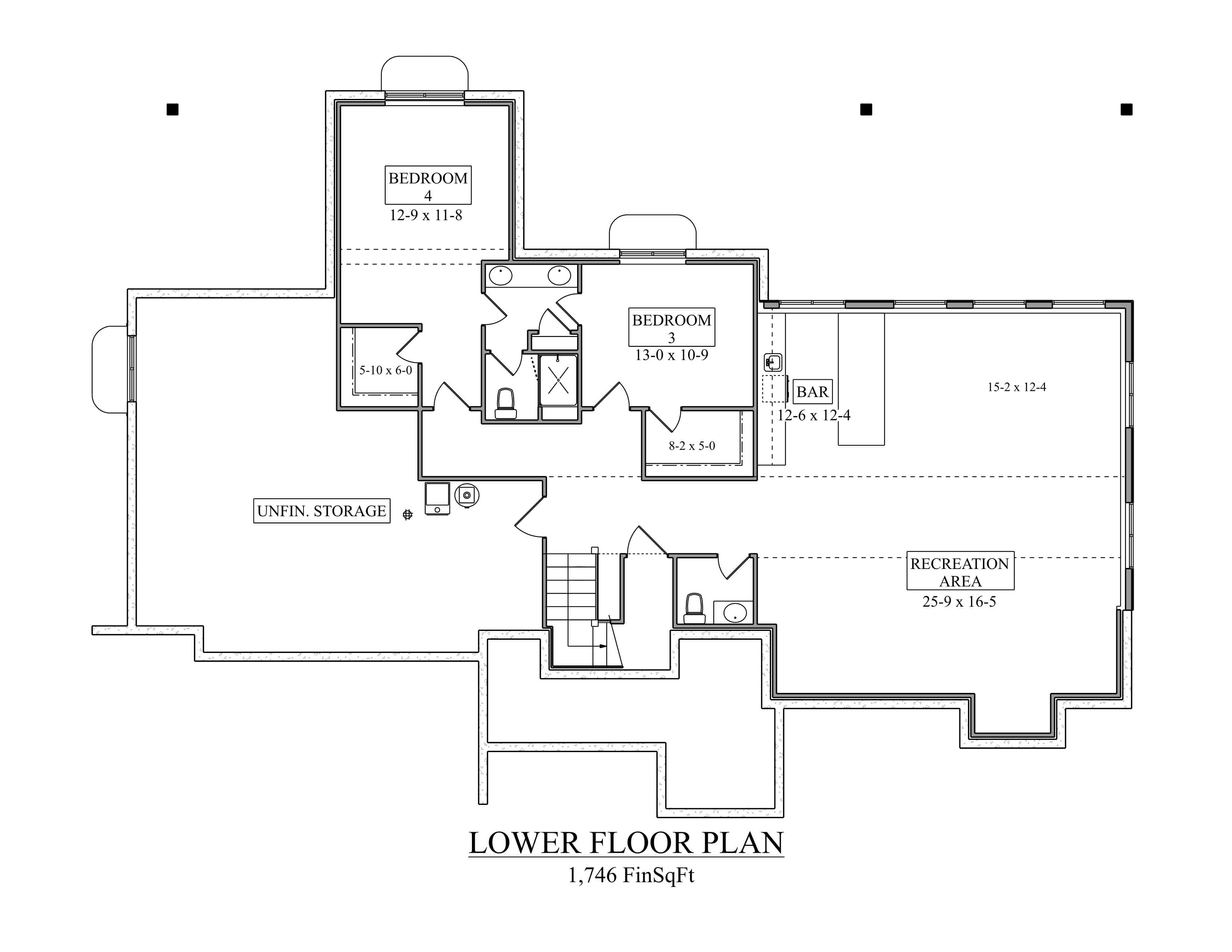 Basement of Craftsman Plan #161-1306