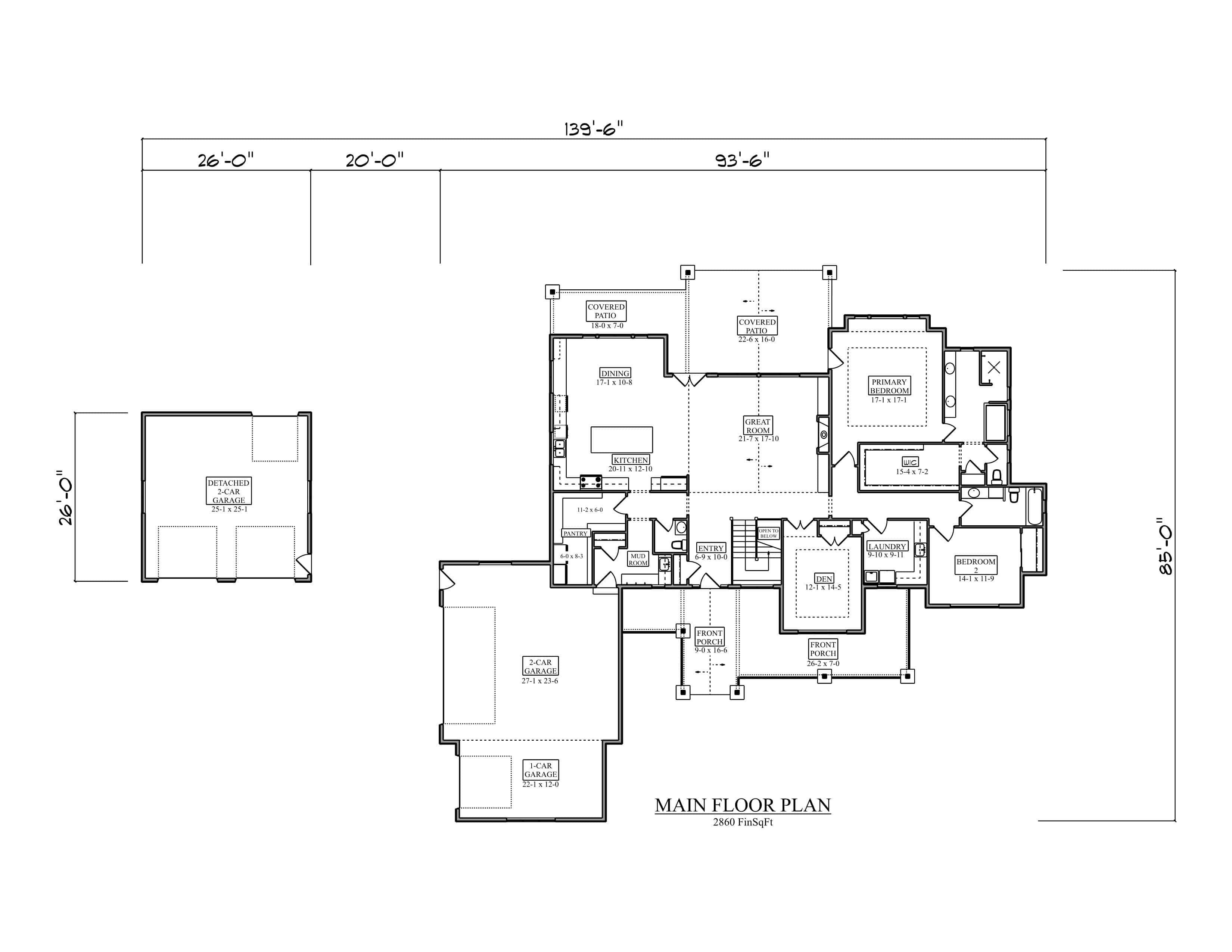 Main Level of Ranch Plan #161-1308