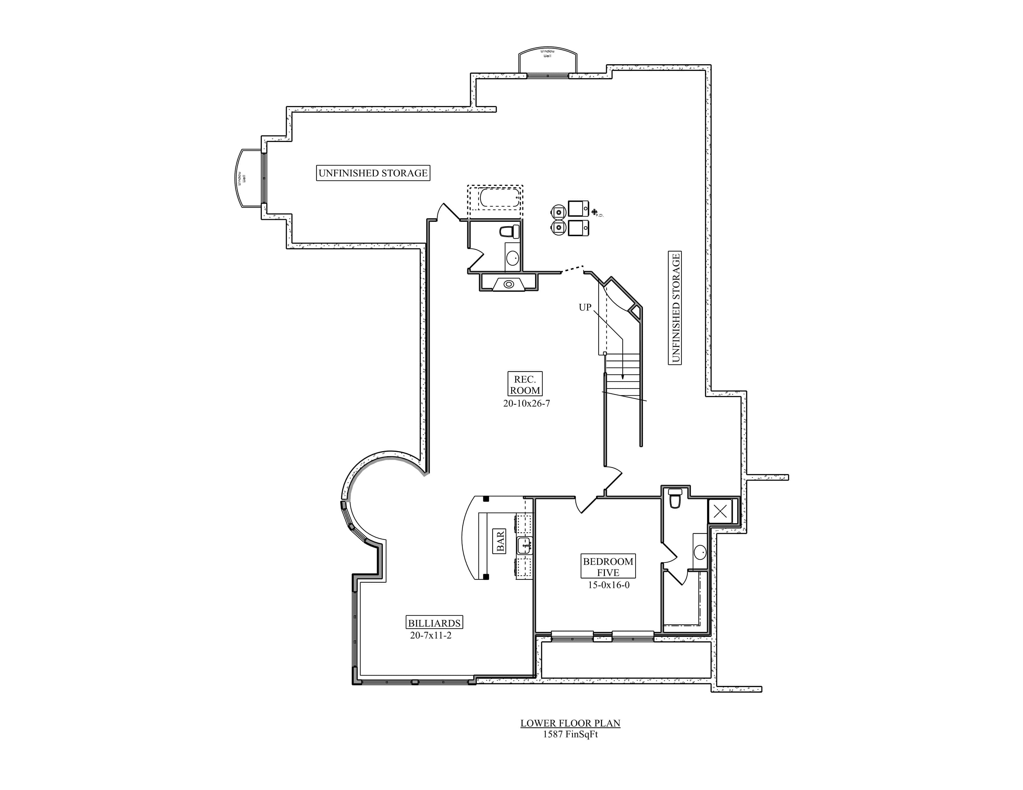 Basement of Craftsman Plan #161-1309