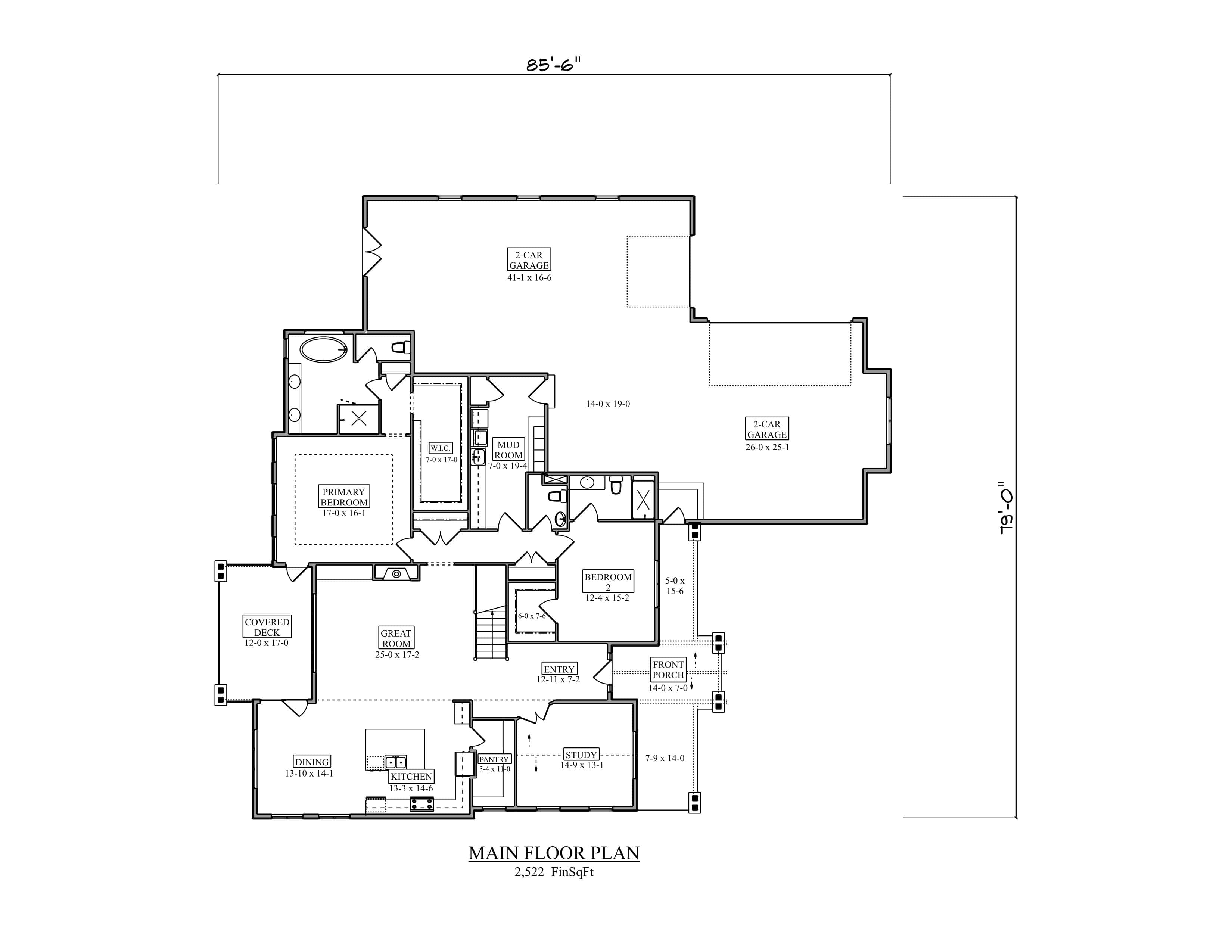 Main Level of Craftsman Plan #161-1320