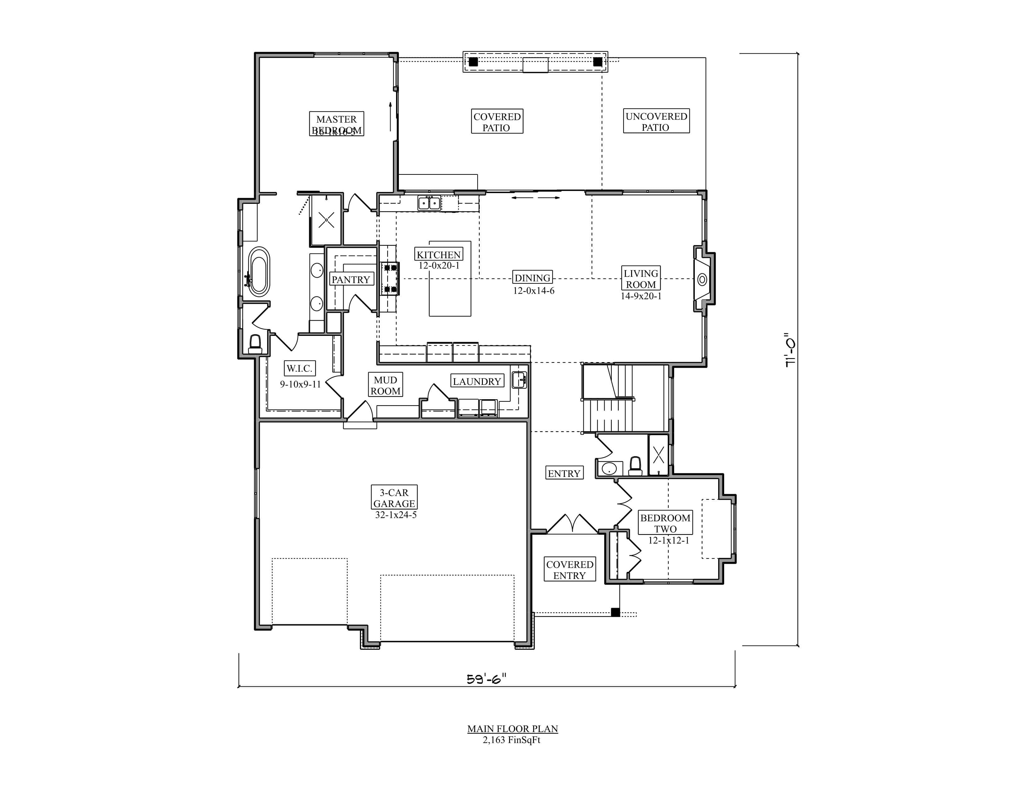 Main Level of Modern Farmhouse Plan #161-1321