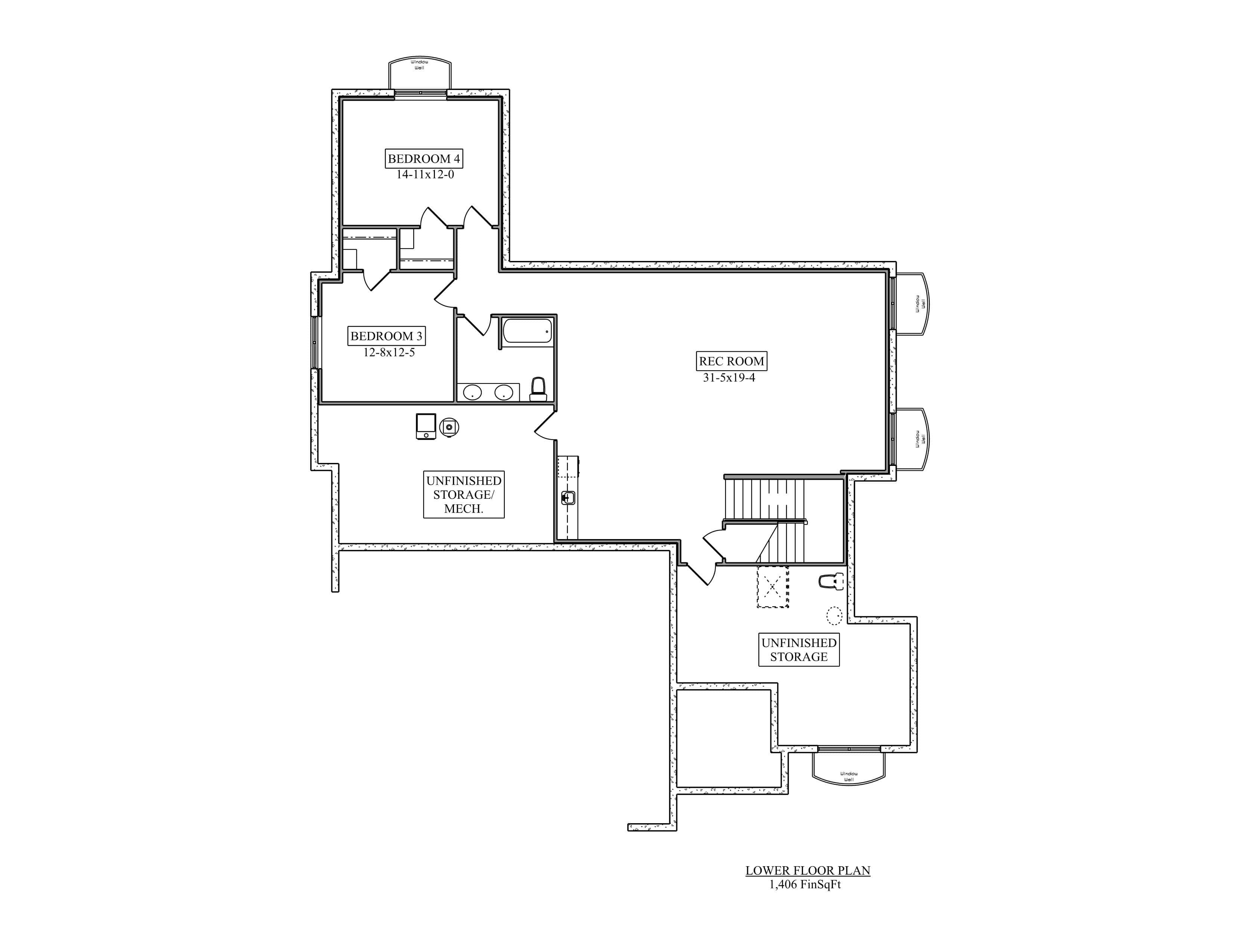 Basement of Modern Farmhouse Plan #161-1321