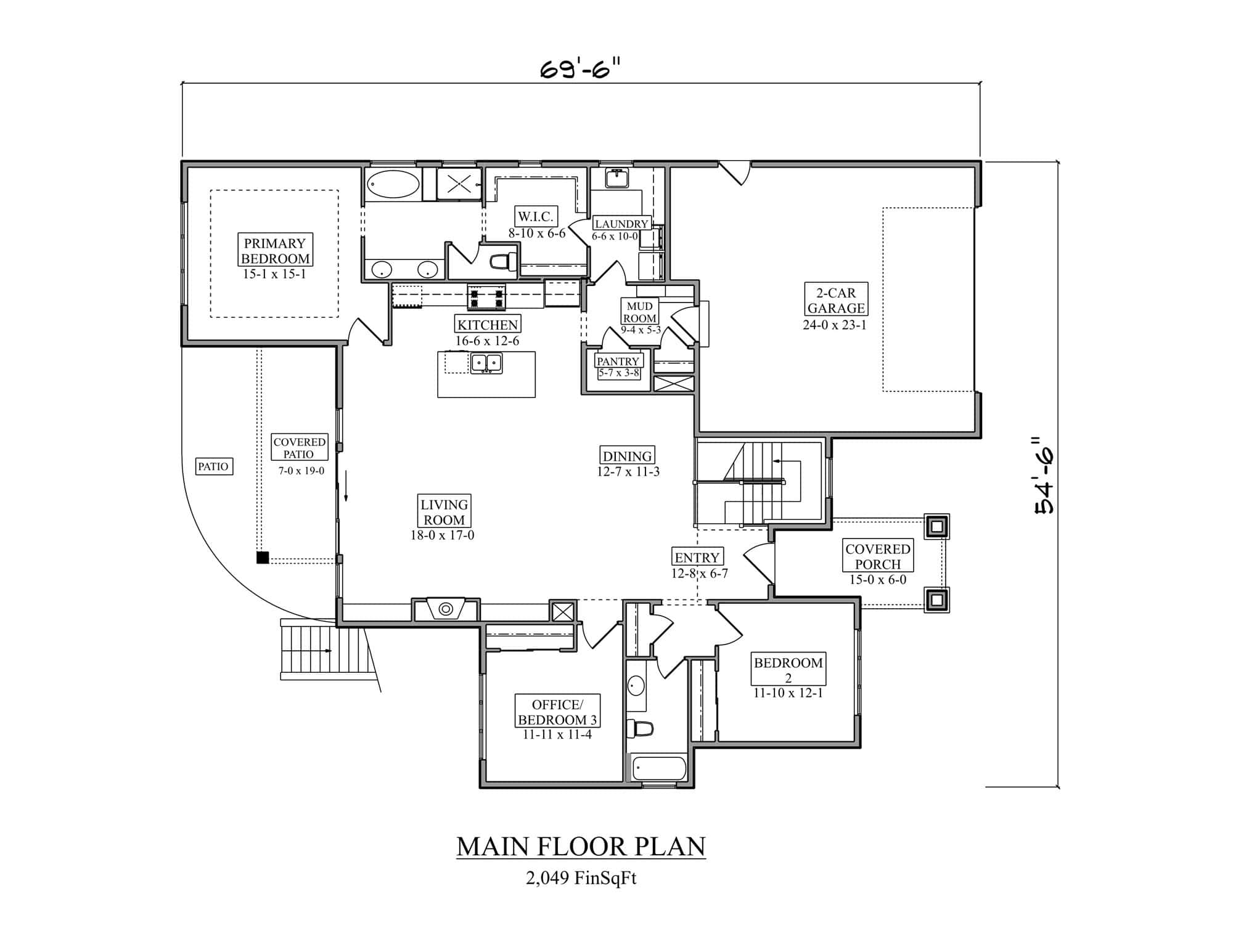 Main Level of Ranch Plan #161-1323