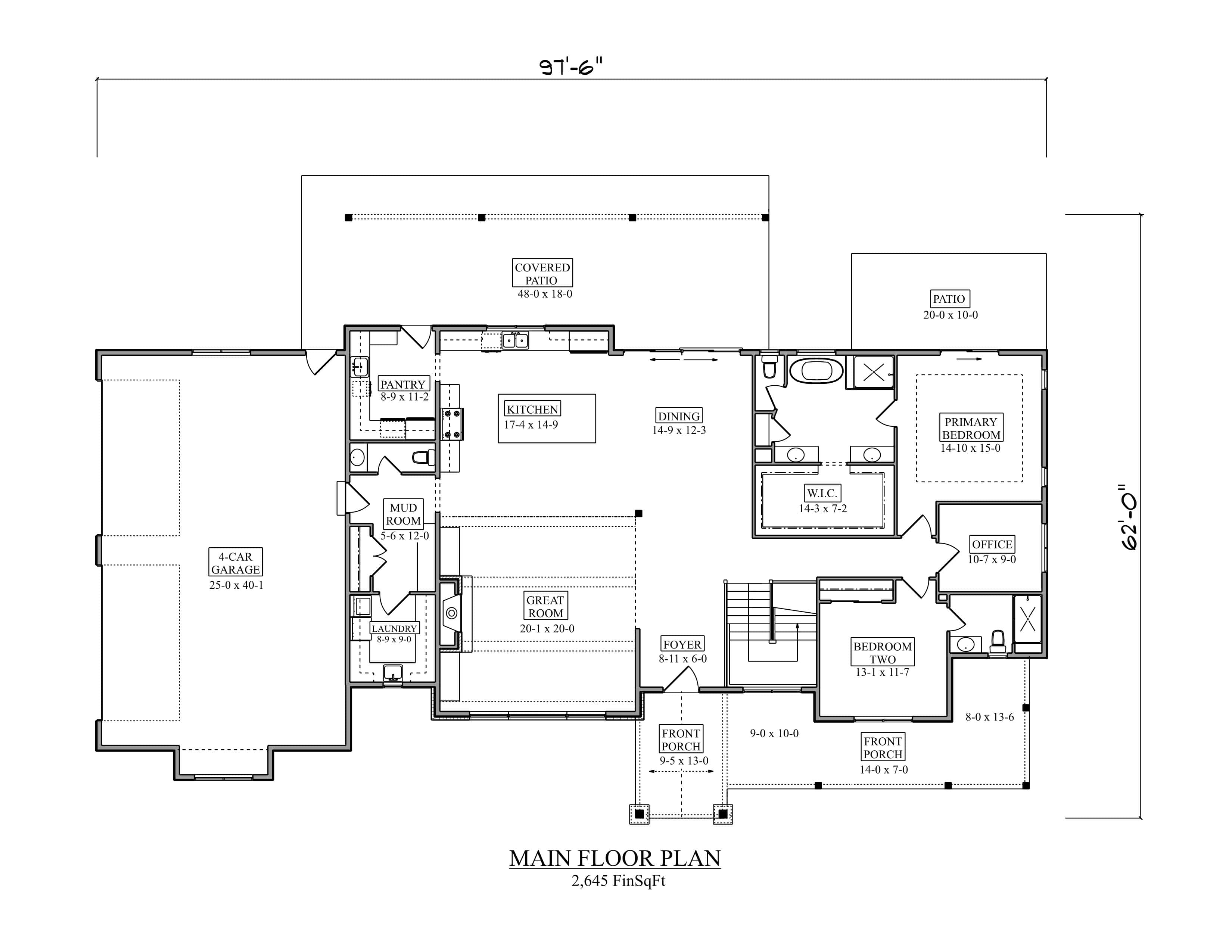 Main Level of Modern Farmhouse Plan #161-1326