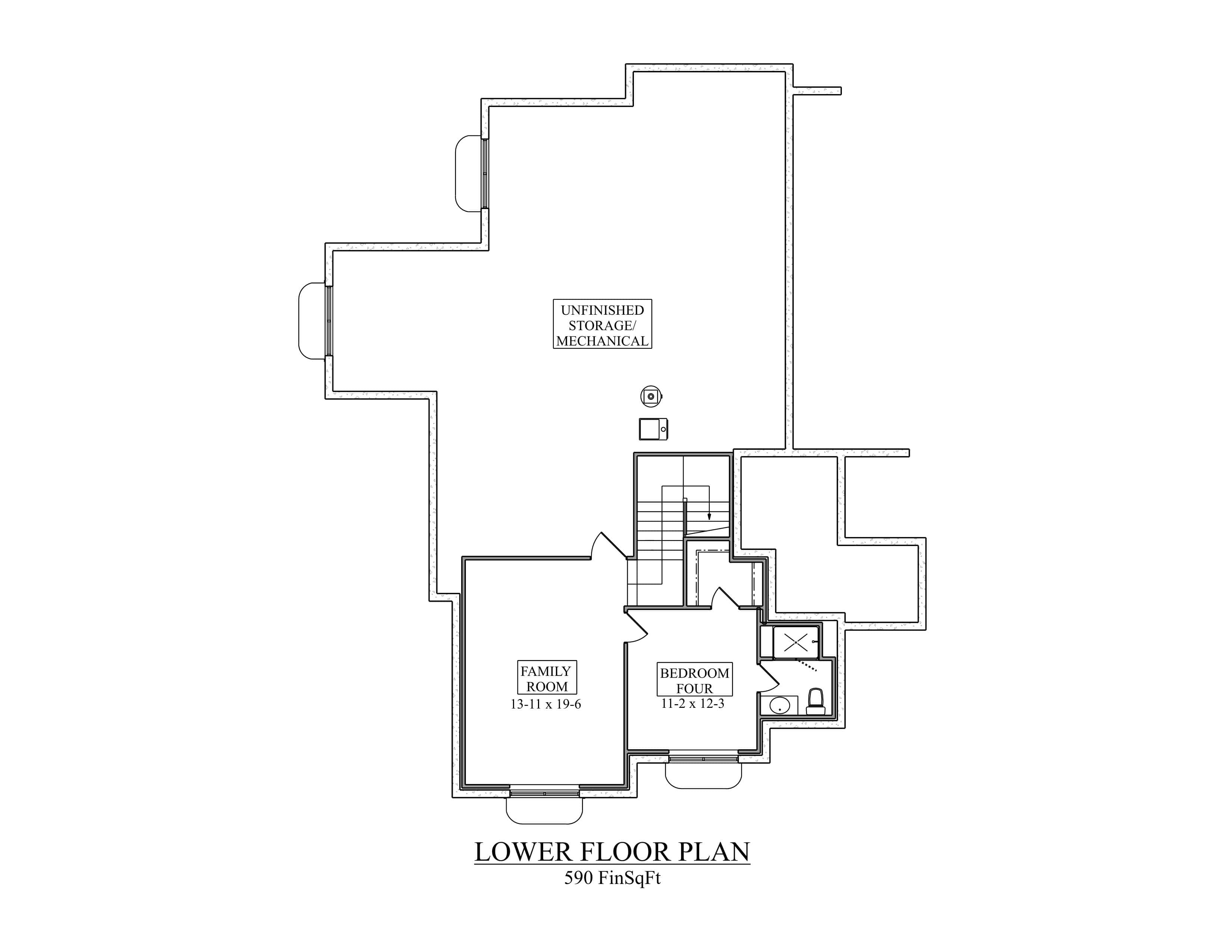 Basement of Craftsman Plan #161-1328