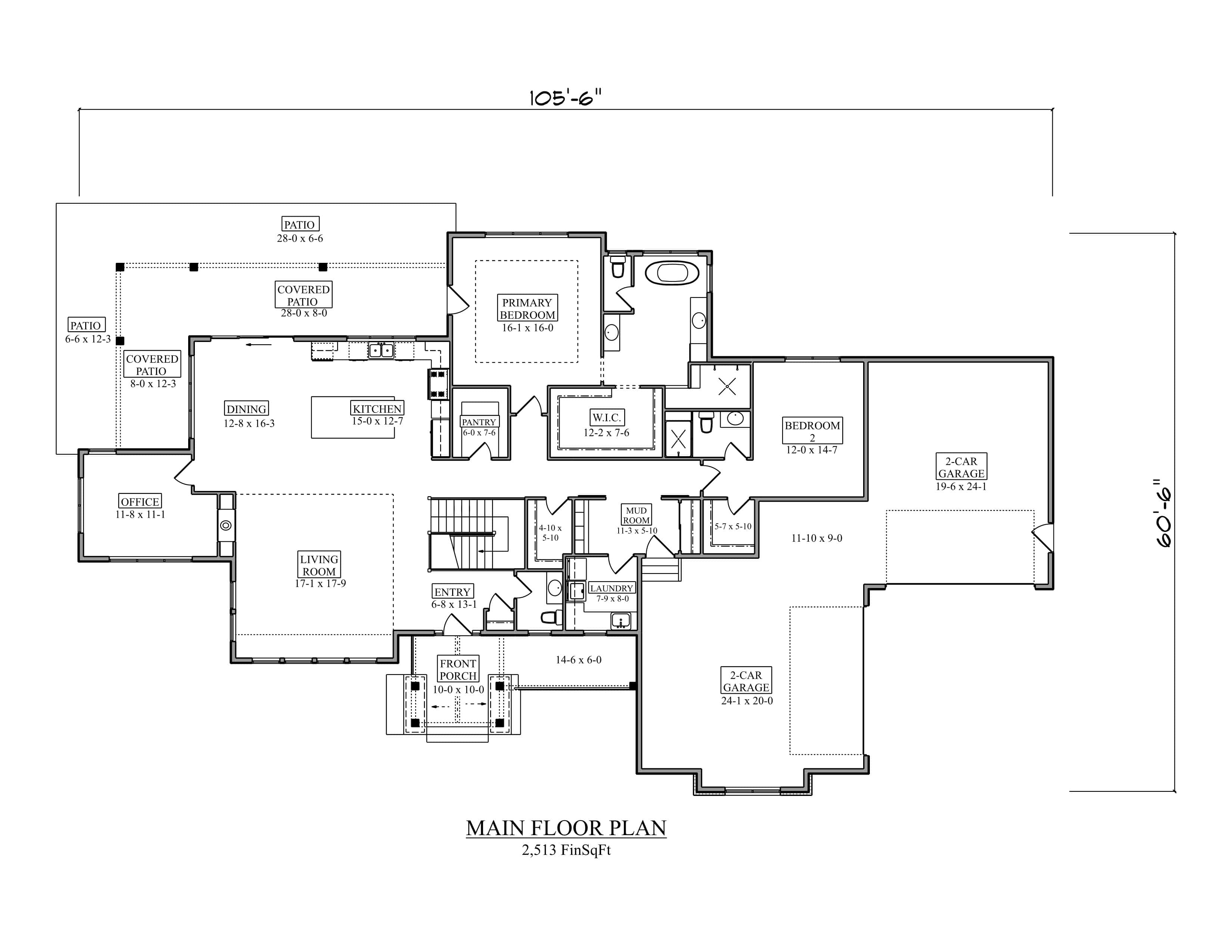 Main Level of Ranch Plan #161-1330