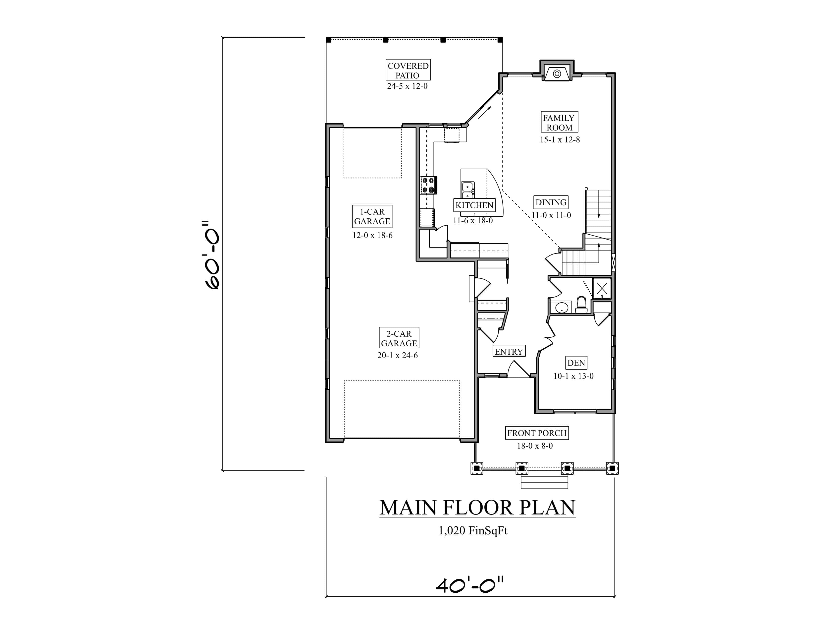 Main Level of Craftsman Plan #161-1331