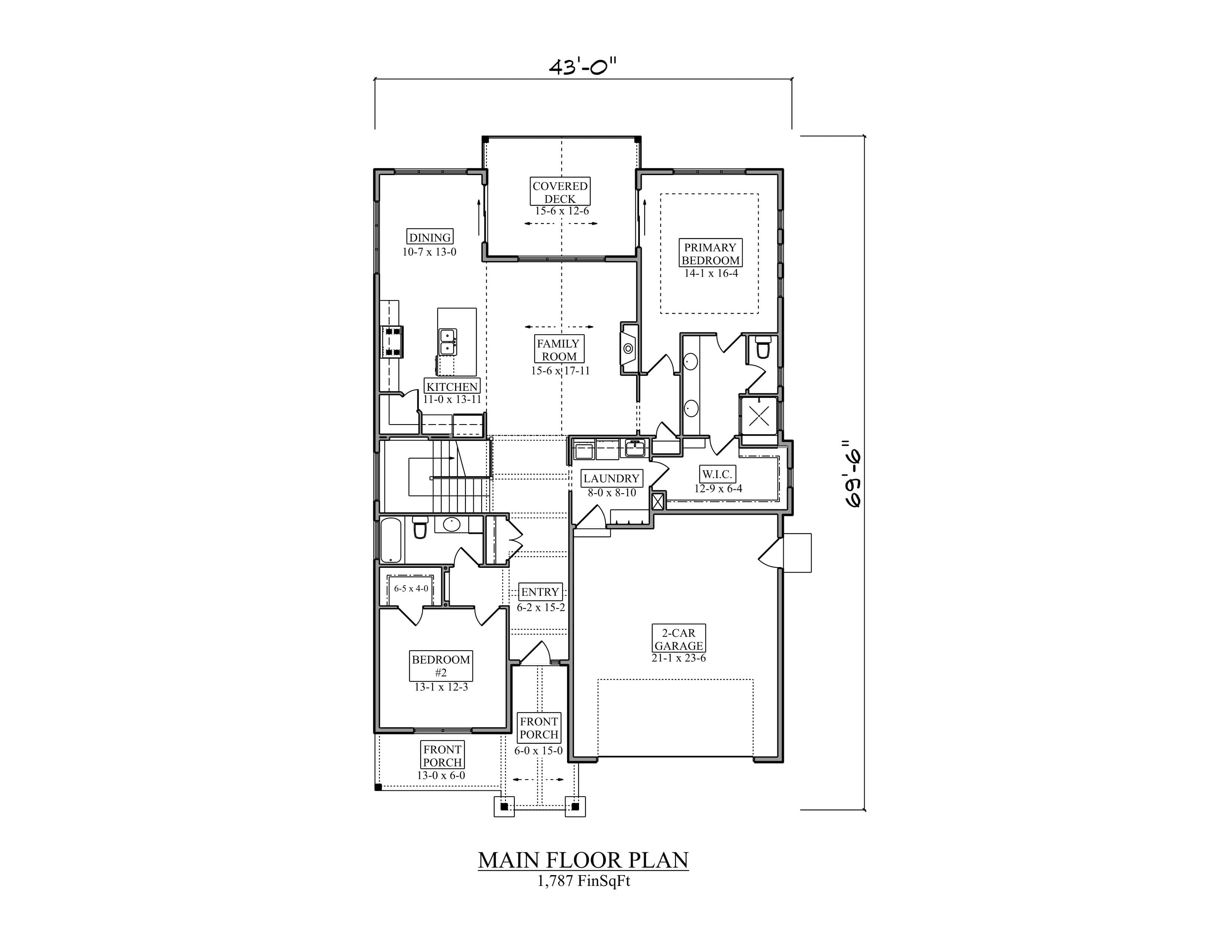 Main Level of Ranch Plan #161-1334