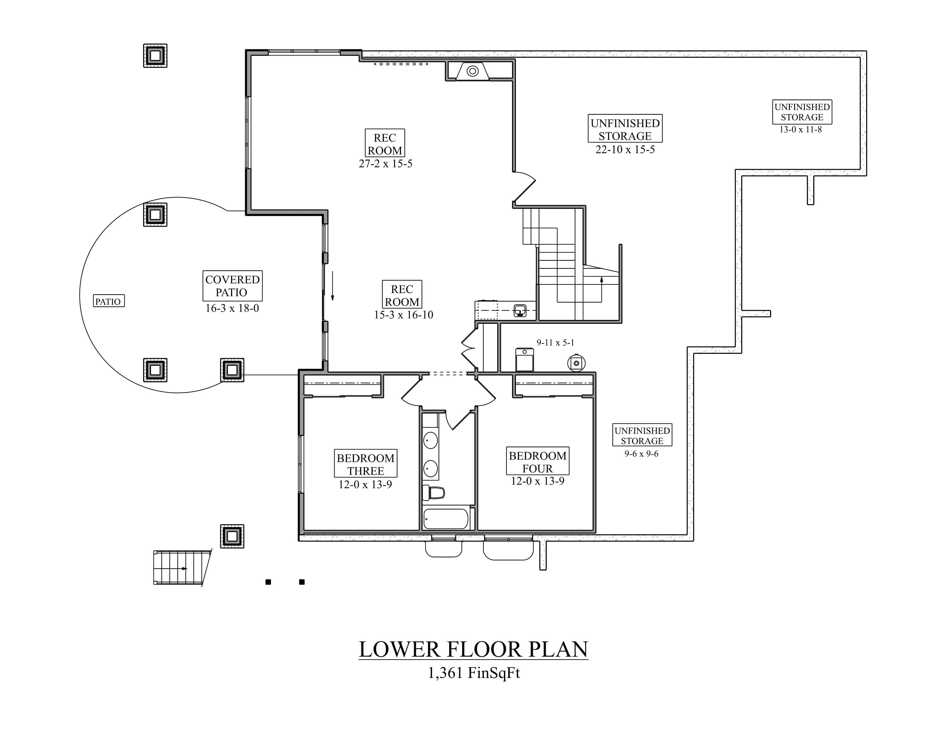 Basement of Ranch Plan #161-1335