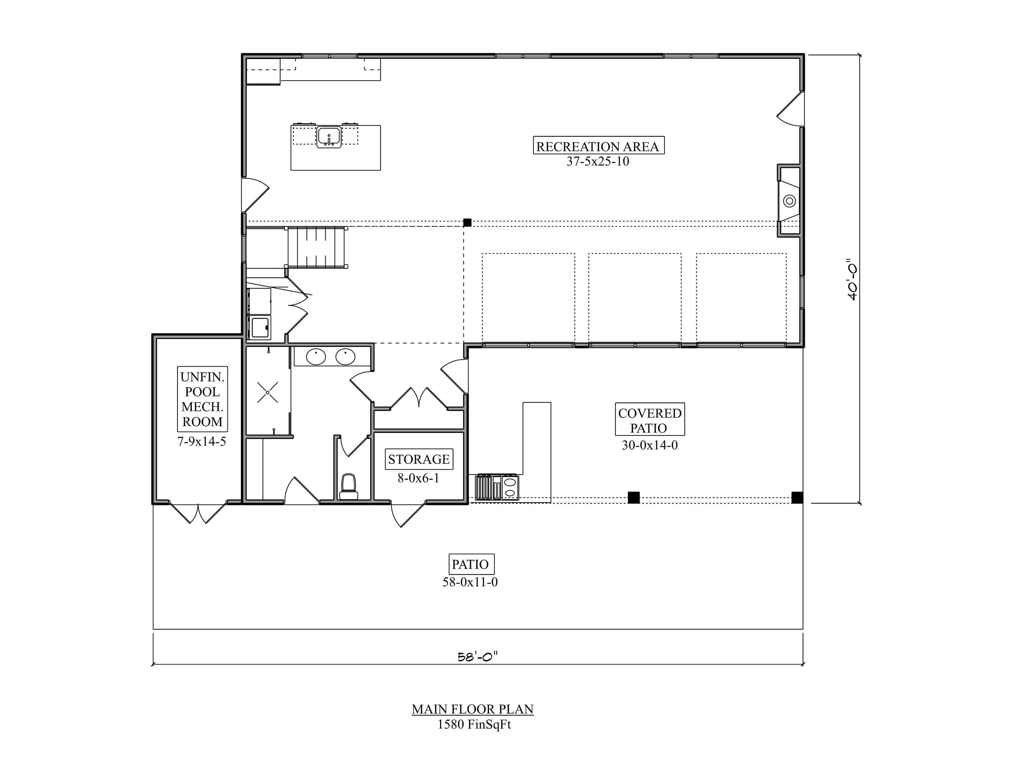 Main Level of Modern Plan #161-1336