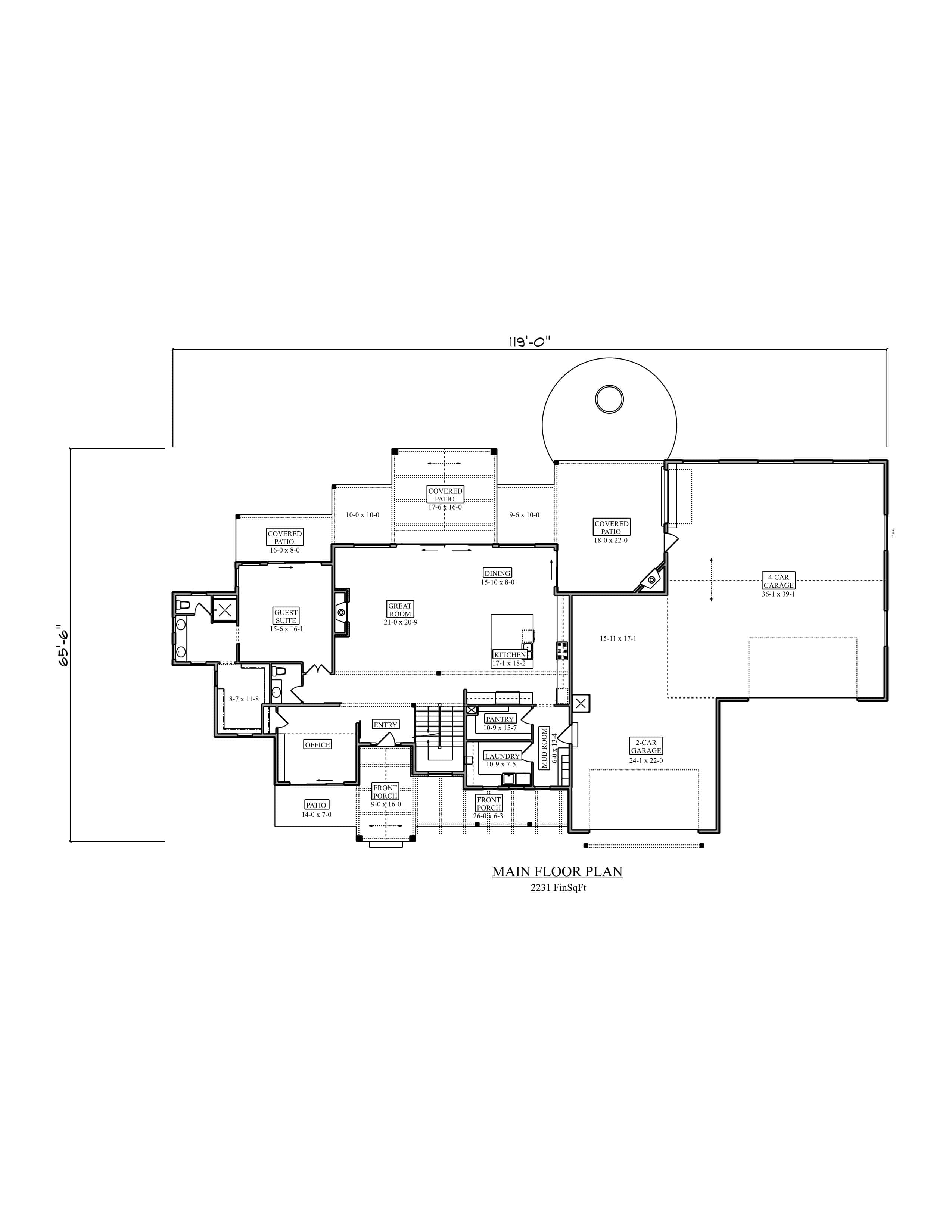 Main Level of Modern Farmhouse Plan #161-1341