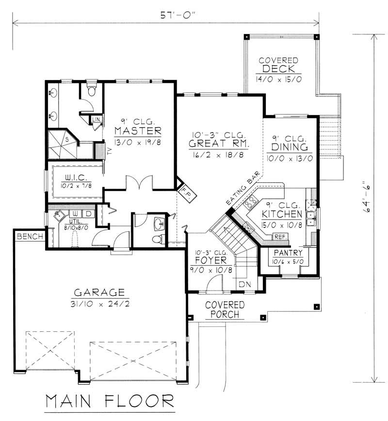 Floor Plan First Story of Contemporary Plan #162-1001