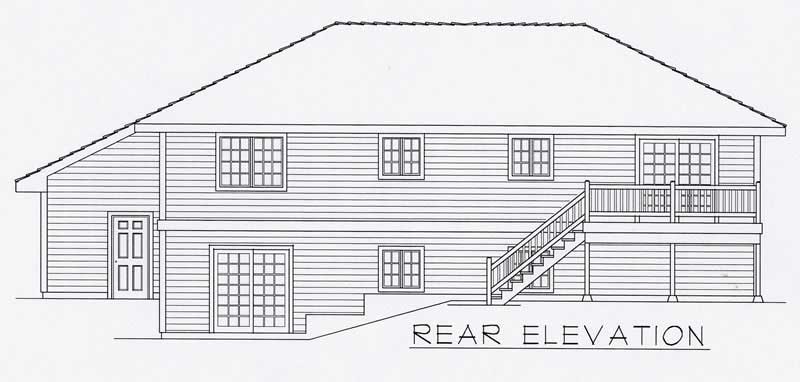 Home Plan Rear Elevation of this 3-Bedroom,1356 Sq Ft Plan -162-1005