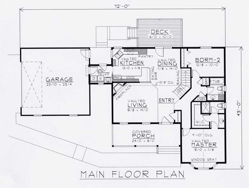 Floor Plan First Story of Country Plan #162-1010
