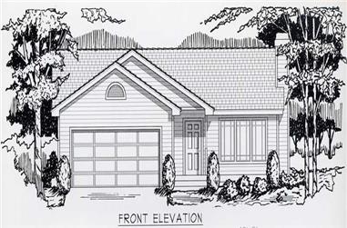 2-Bedroom, 1080 Sq Ft Bungalow House Plan - 162-1012 - Front Exterior