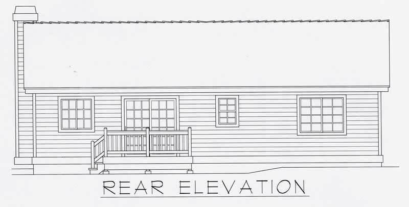 Home Plan Rear Elevation of this 2-Bedroom,1080 Sq Ft Plan -162-1012