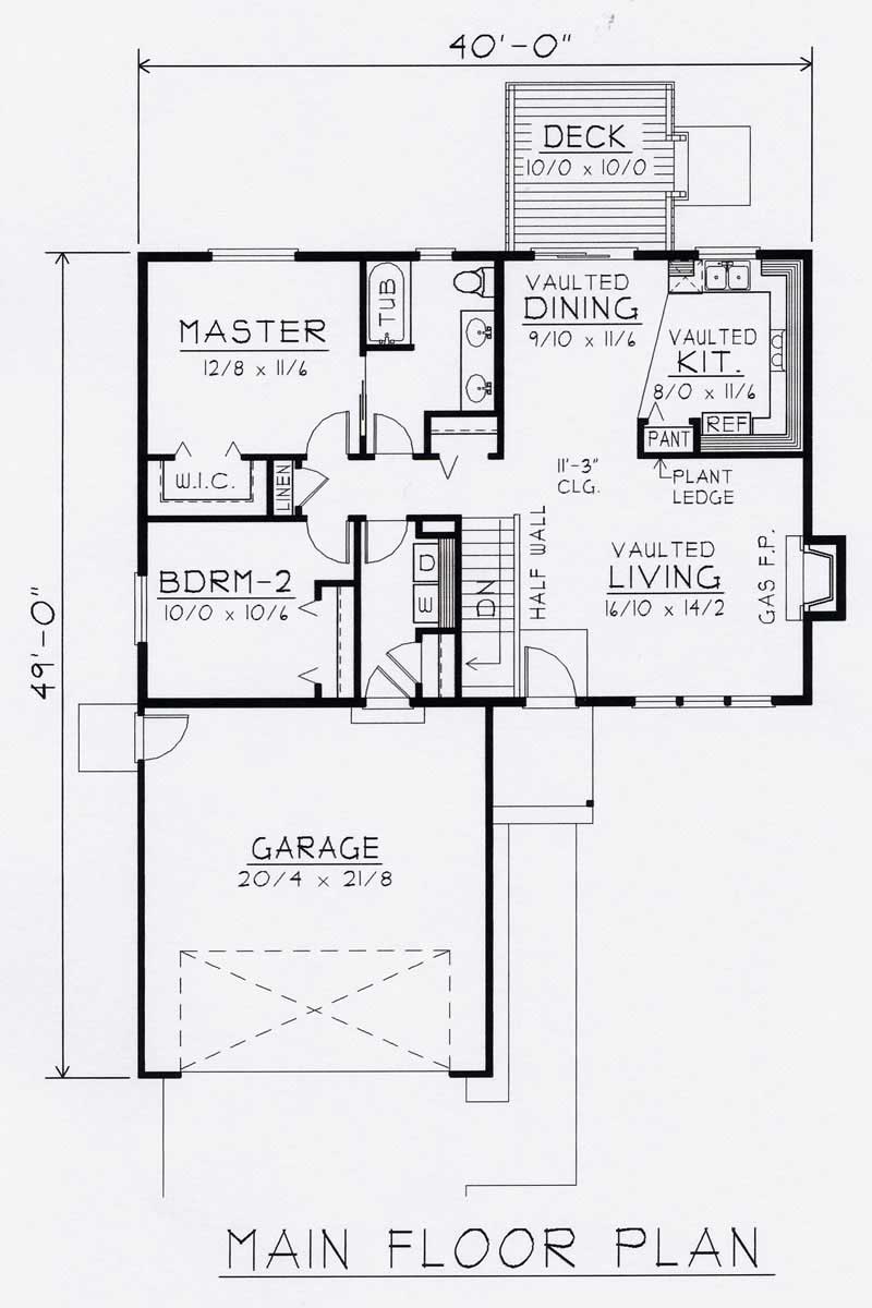 Floor Plan First Story of Bungalow Plan #162-1012