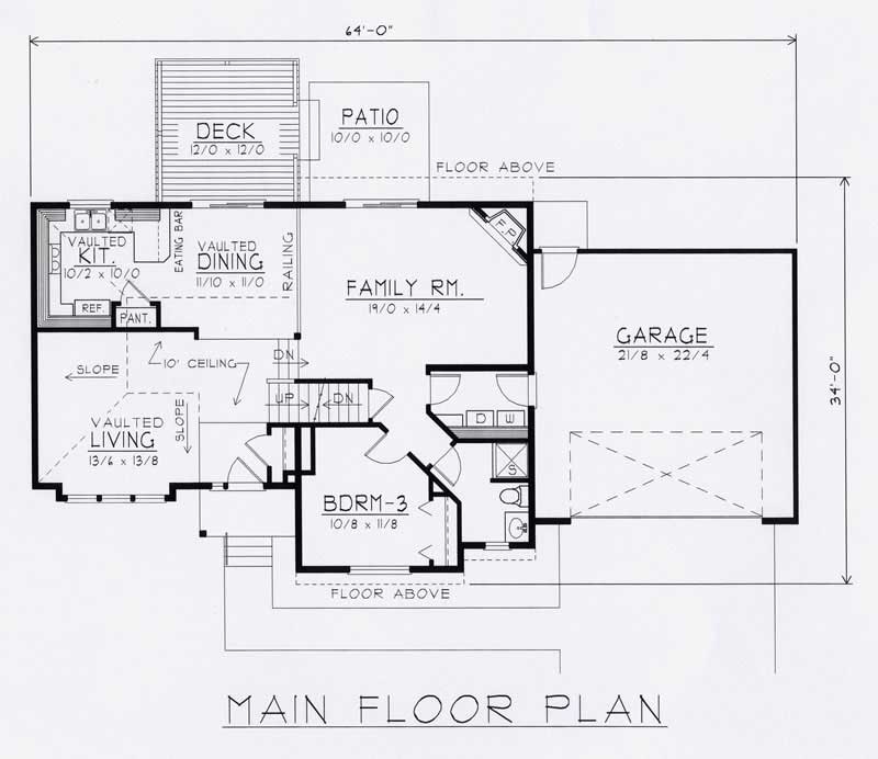 Floor Plan First Story of Contemporary Plan #162-1014