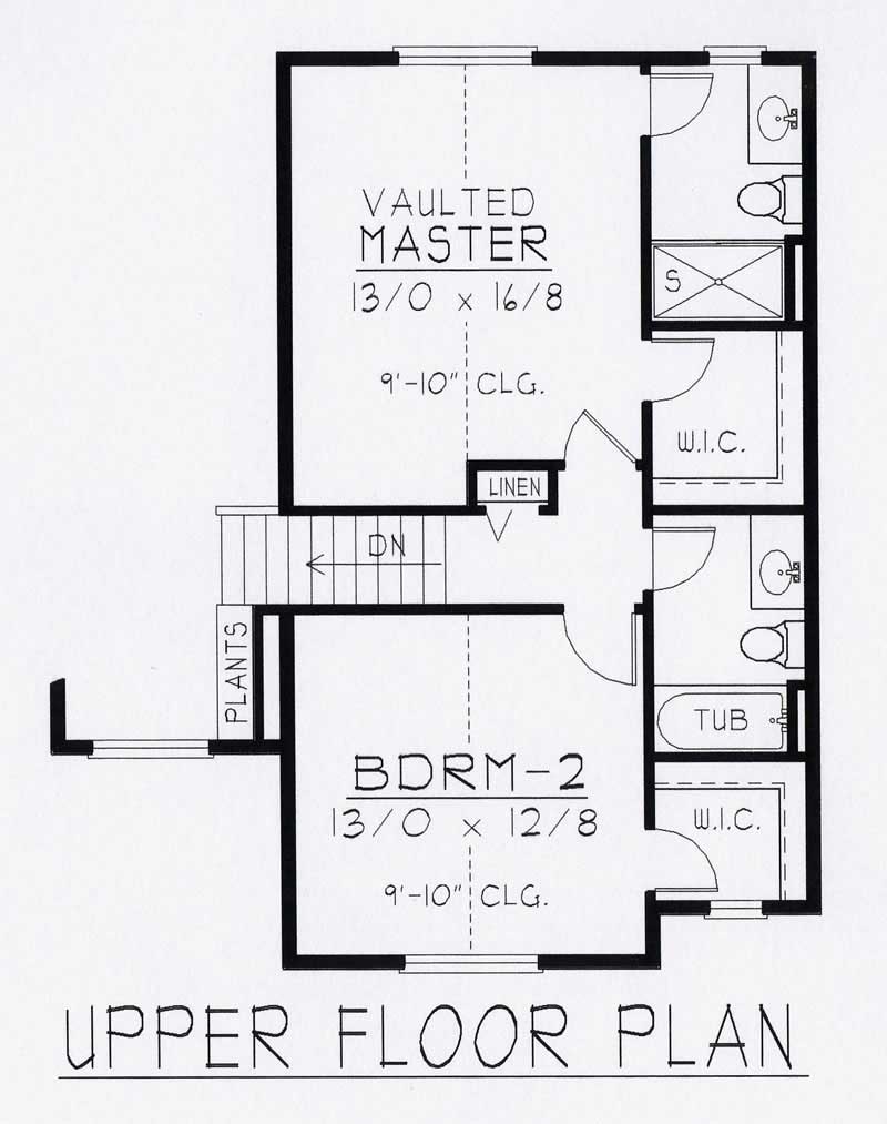 Floor Plan Second Story of Contemporary Plan #162-1014