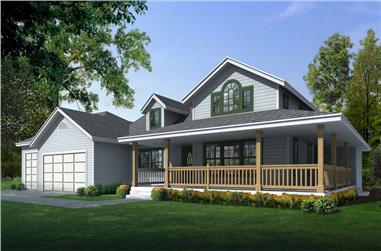 2-Bedroom, 1515 Sq Ft Country Home Plan - 162-1020 - Main Exterior