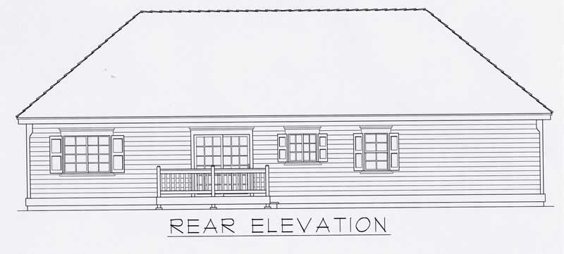 Home Plan Rear Elevation of this 2-Bedroom,1096 Sq Ft Plan -162-1024