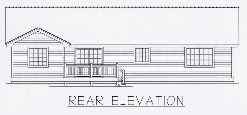 Home Plan Rear Elevation of this 3-Bedroom,1321 Sq Ft Plan -162-1026