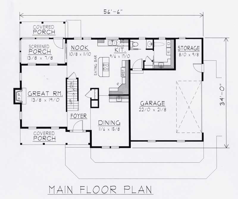 Floor Plan First Story of European Plan #162-1028