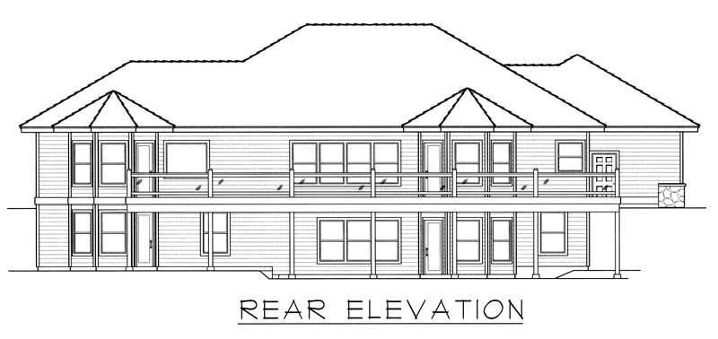 Home Plan Rear Elevation of this 3-Bedroom,3162 Sq Ft Plan -162-1029