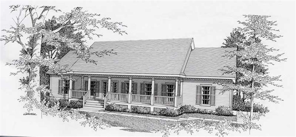 Front elevation of Ranch home (ThePlanCollection: House Plan #162-1033)
