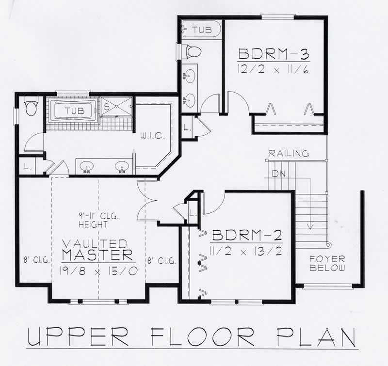 Floor Plan Second Story of Contemporary Plan #162-1035