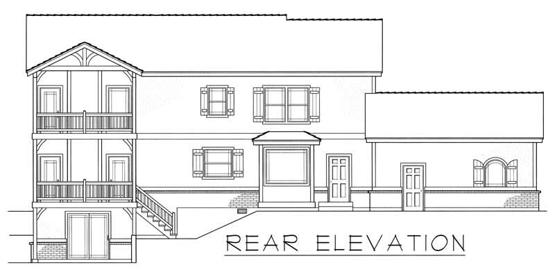 Home Plan Rear Elevation of this 3-Bedroom,3015 Sq Ft Plan -162-1040