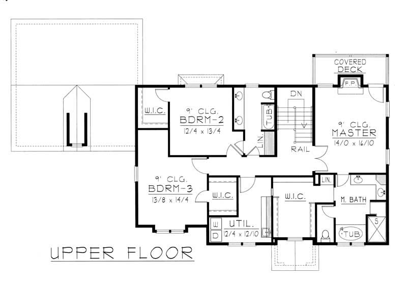Floor Plan Second Story of Contemporary Plan #162-1040