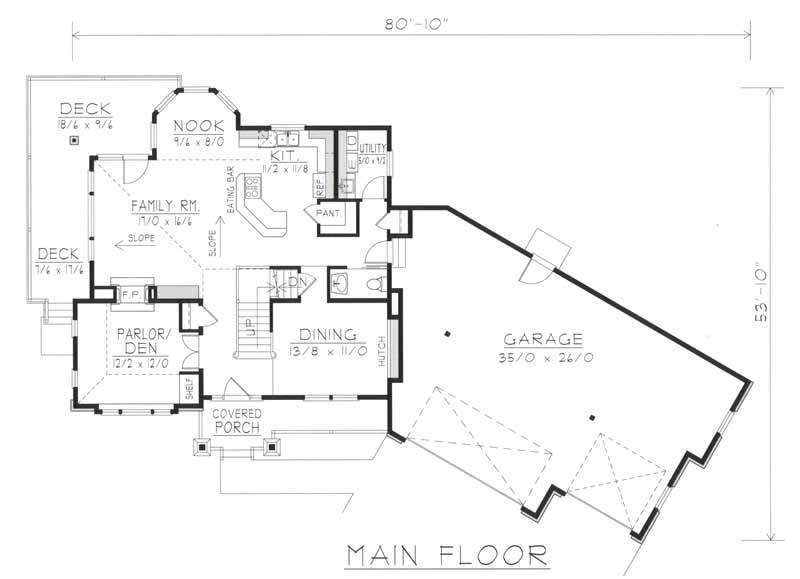 Floor Plan First Story of Contemporary Plan #162-1046
