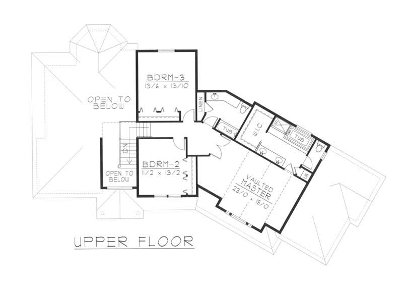 Floor Plan Second Story of Contemporary Plan #162-1046