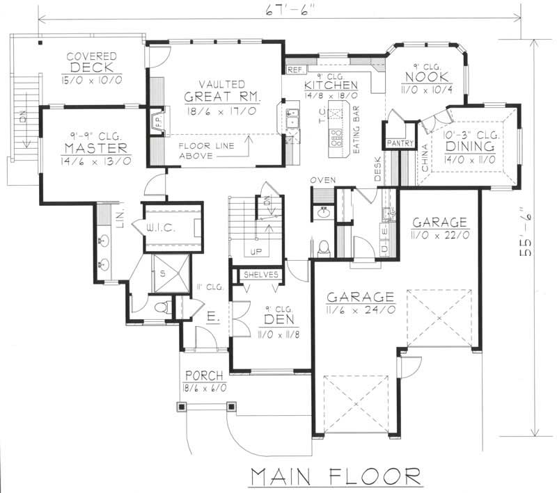 Floor Plan First Story of Contemporary Plan #162-1053