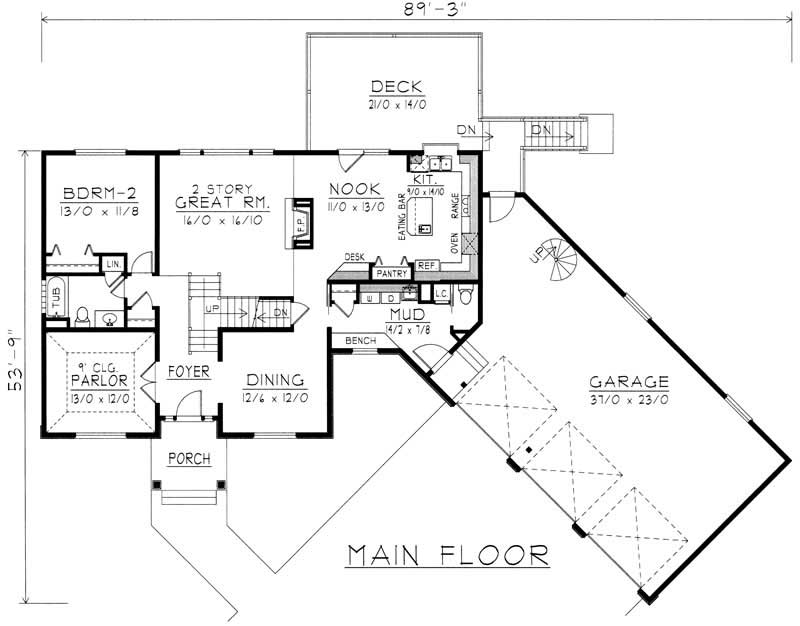 Floor Plan First Story of Contemporary Plan #162-1058