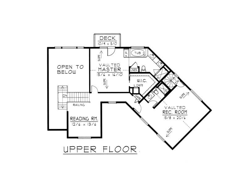 Floor Plan Second Story of Contemporary Plan #162-1058