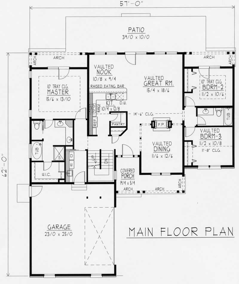 Floor Plan First Story of Country Plan #162-1059