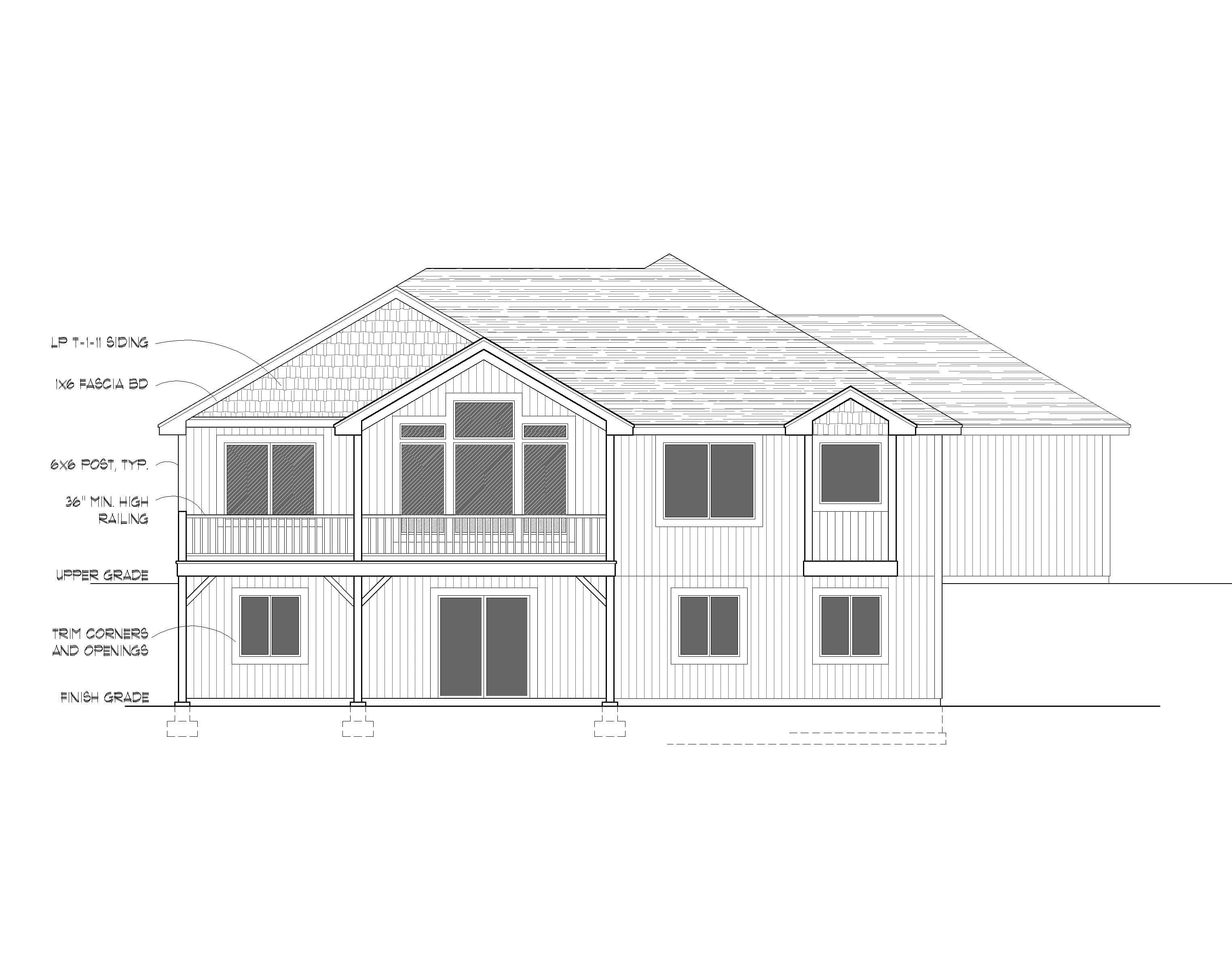Rear View of this 4-Bedroom,2603 Sq Ft Plan -162-1065