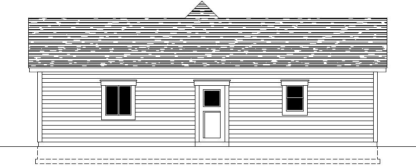 Home Plan Rear Elevation of this 2-Bedroom,800 Sq Ft Plan -162-1068