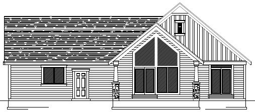Home Plan Rear Elevation of this 1-Bedroom,800 Sq Ft Plan -162-1069