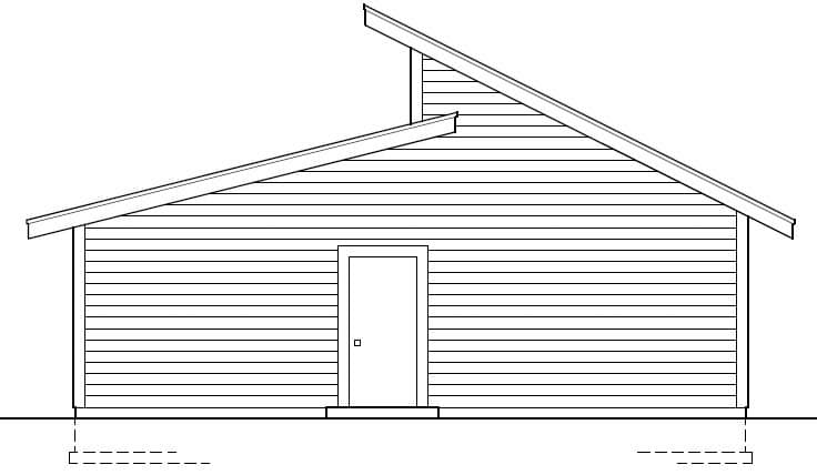 Home Plan Rear Elevation of this 1-Bedroom,800 Sq Ft Plan -162-1070