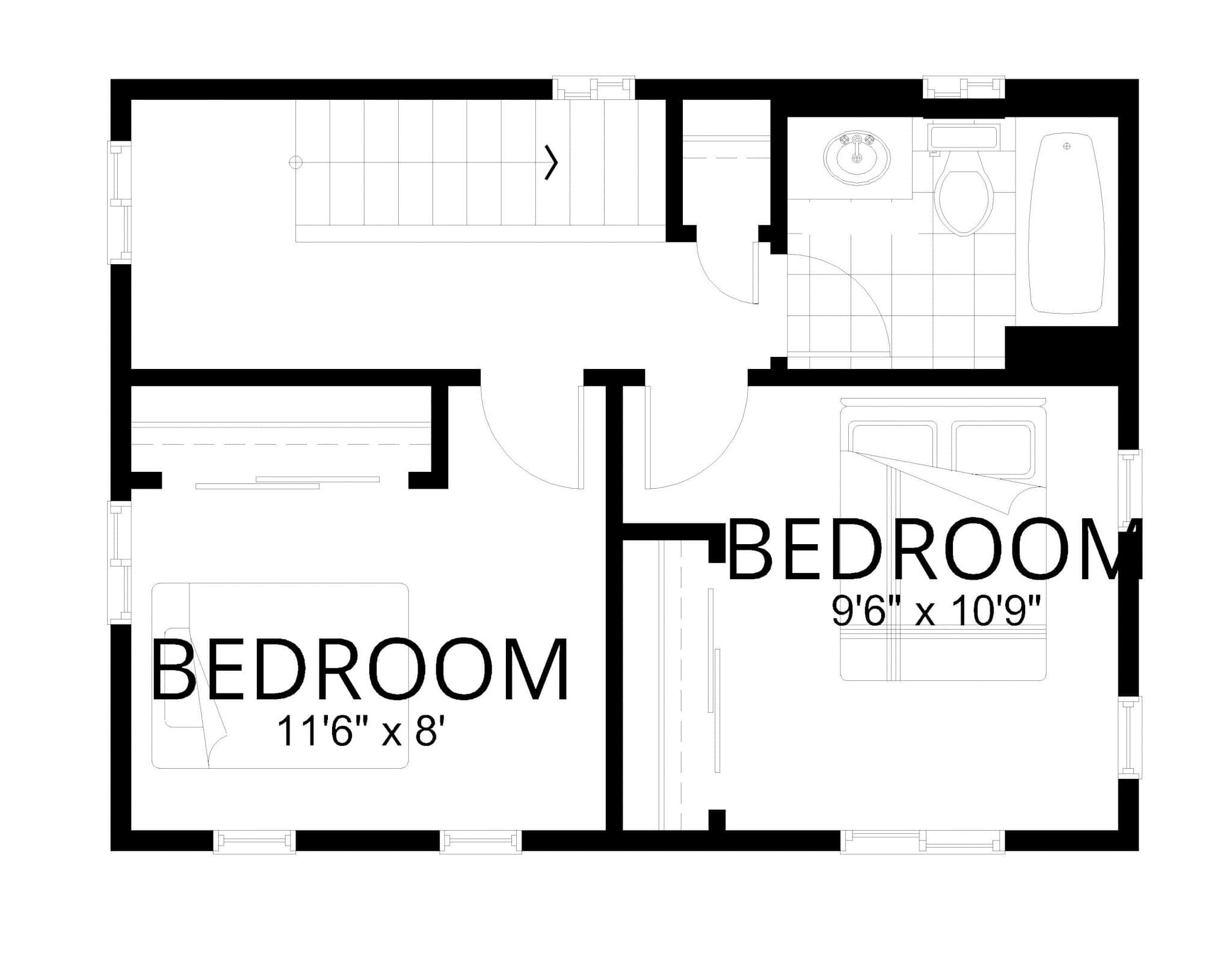 Upper Level of Farmhouse Plan #162-1071
