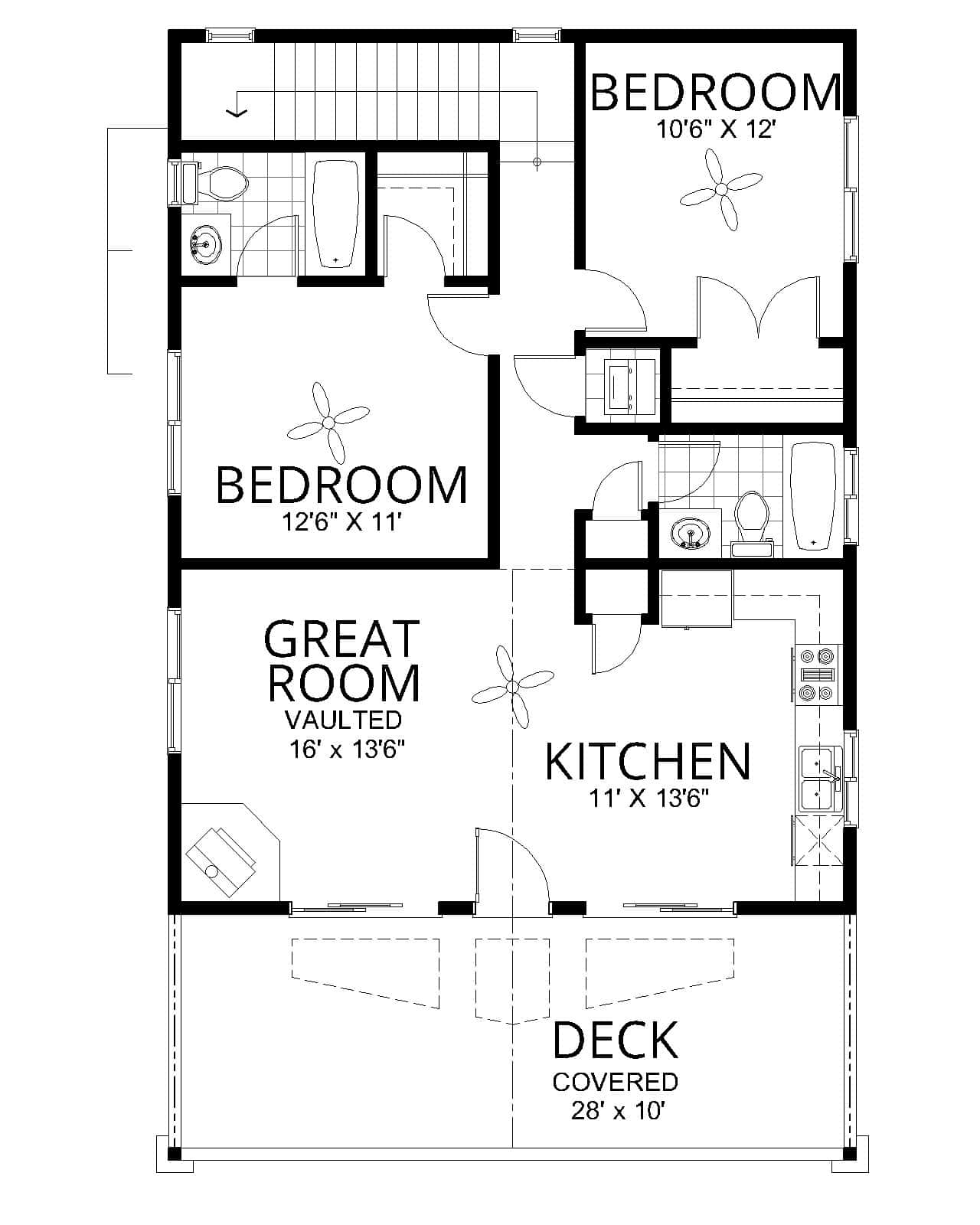 Main Level of Barndominium Plan #162-1072