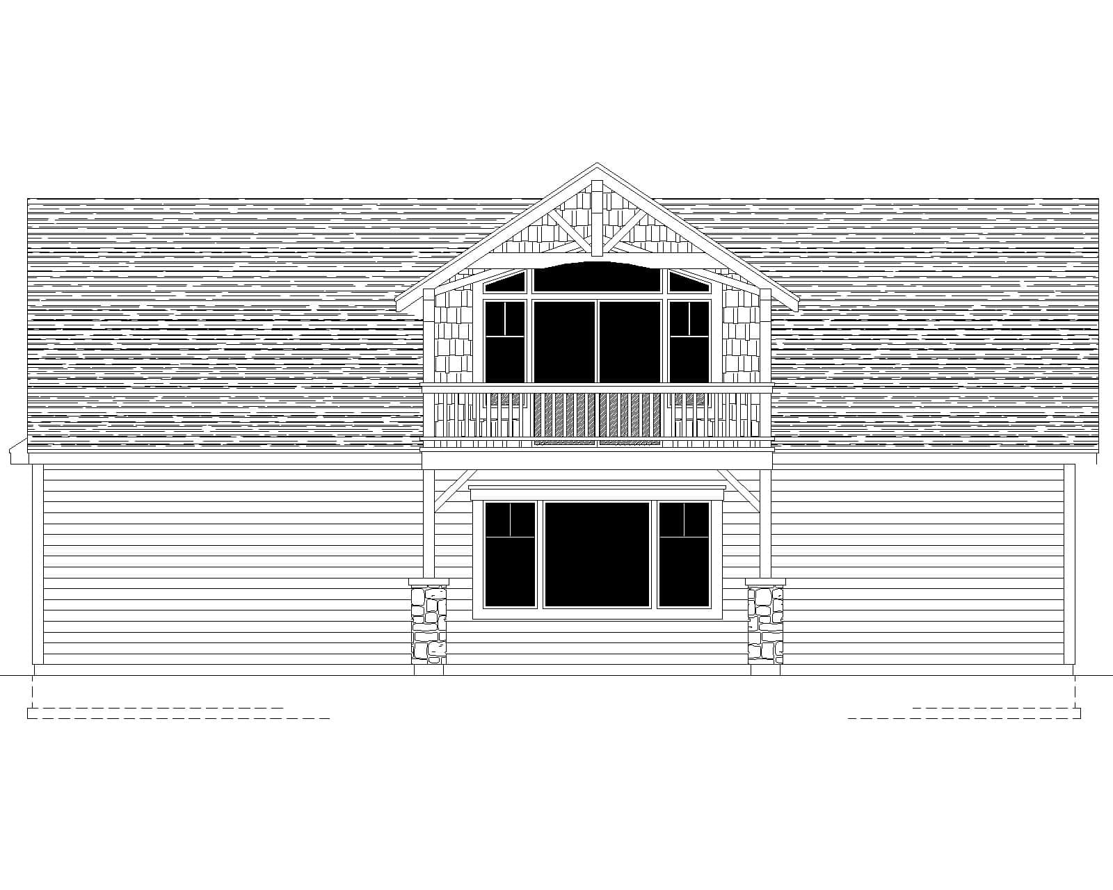 Home Plan Rear Elevation of this 1-Bedroom,1024 Sq Ft Plan -162-1073