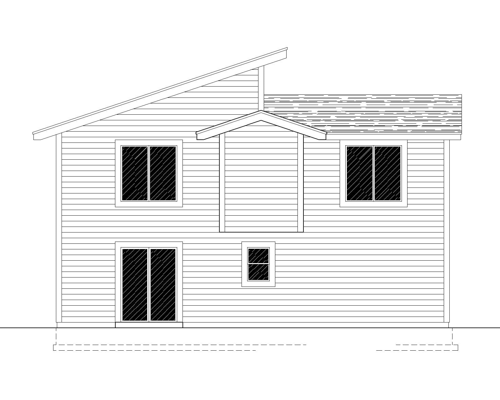 Home Plan Rear Elevation of this 3-Bedroom,1112 Sq Ft Plan -162-1074